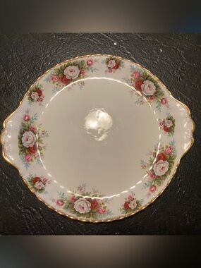 Royal Albert White Serving Platter with Pink Rose Floral Border and Gold Trim